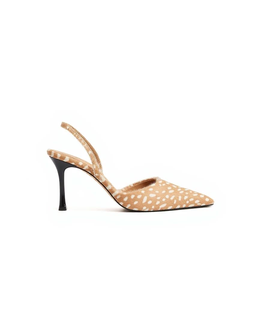 Topshop Angel real hair on leather high court shoe in deer print