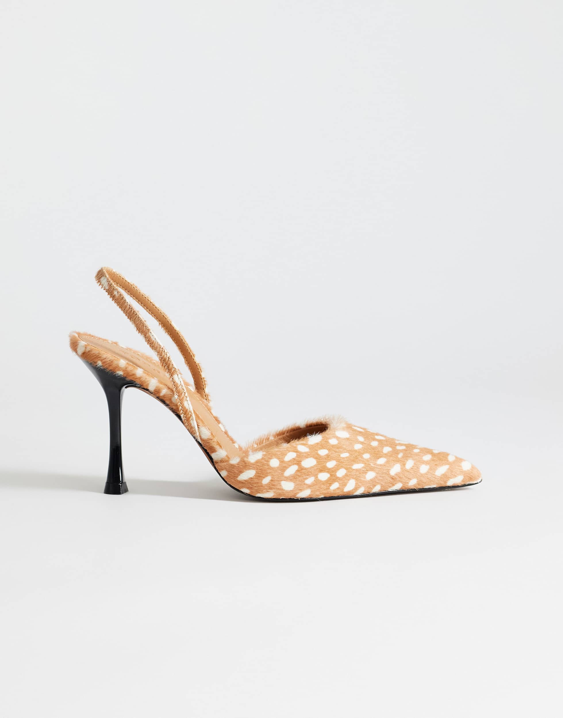 Topshop Angel real hair on leather high court shoe in deer print