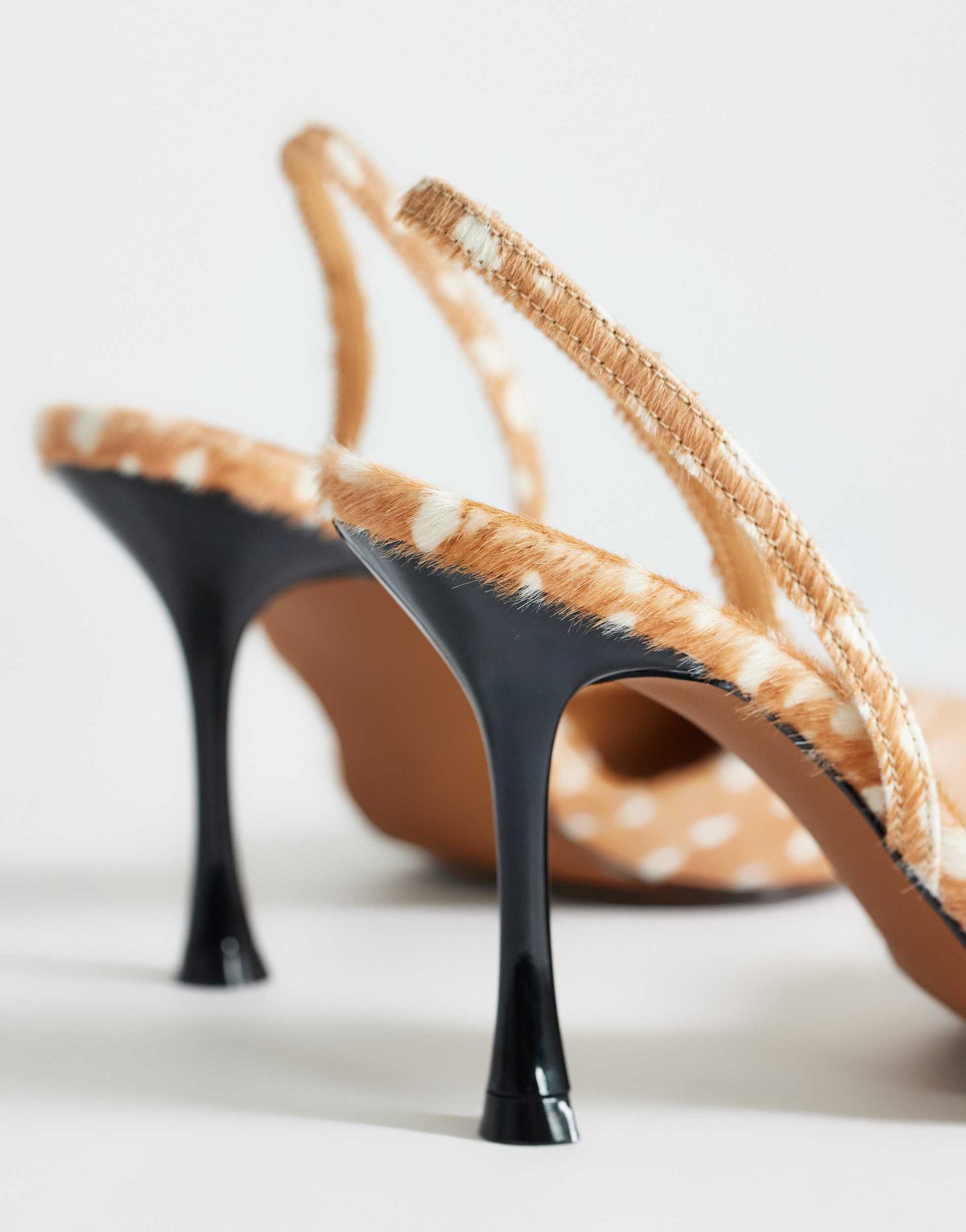 Topshop Angel real hair on leather high court shoe in deer print