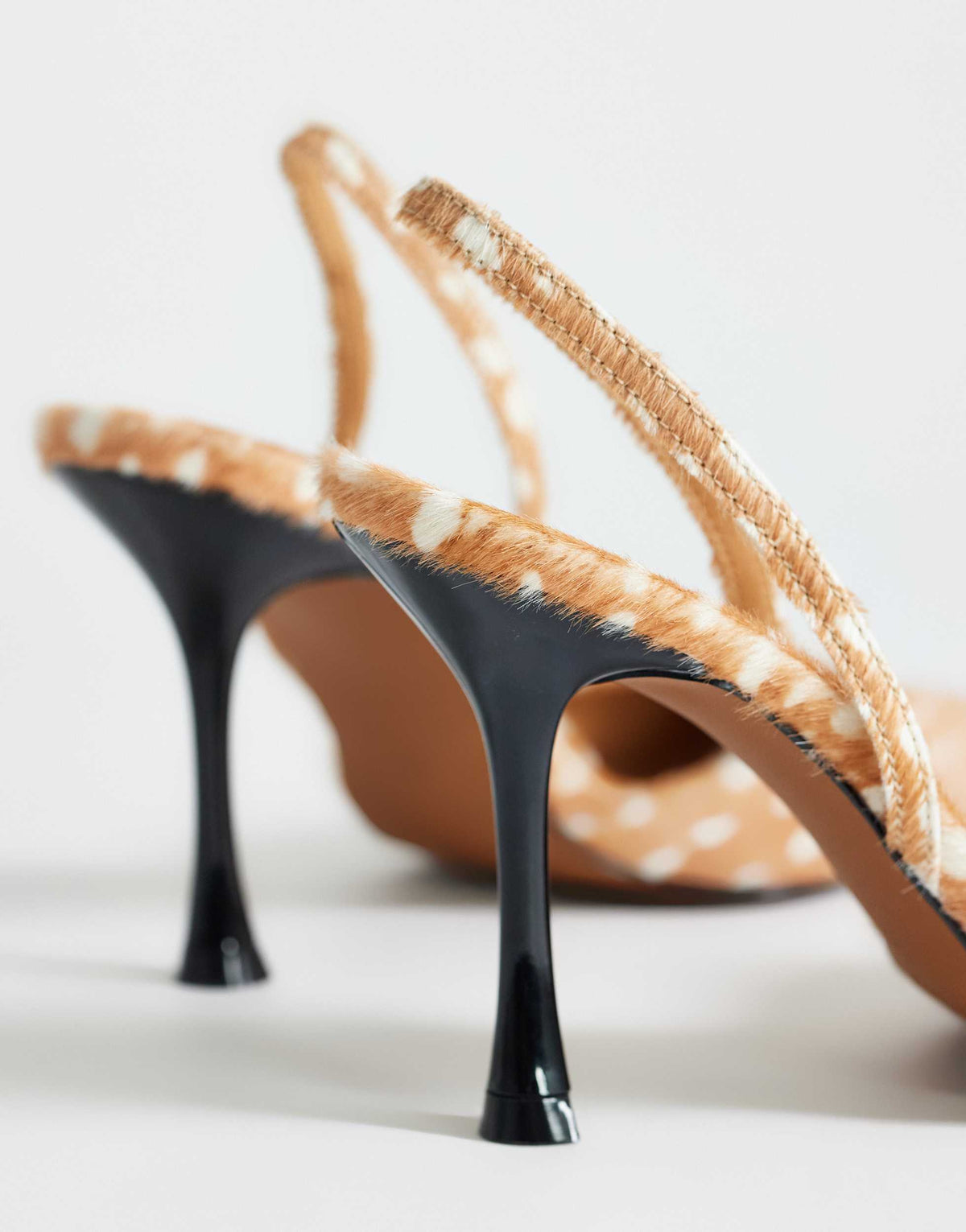 Topshop Angel real hair on leather high court shoe in deer print