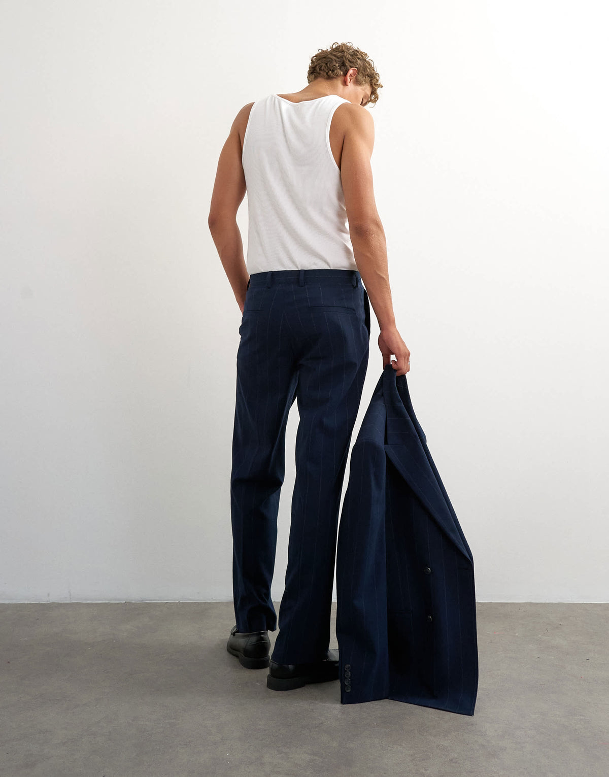 Topman relaxed fit pinstripe trousers in navy