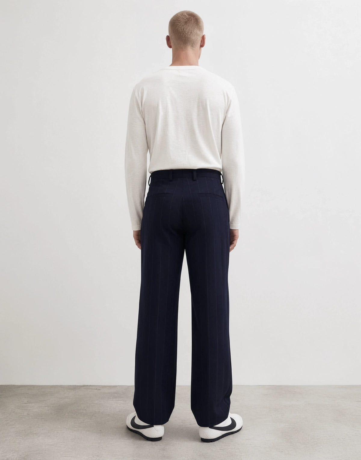 Topman relaxed fit pinstripe trousers in navy
