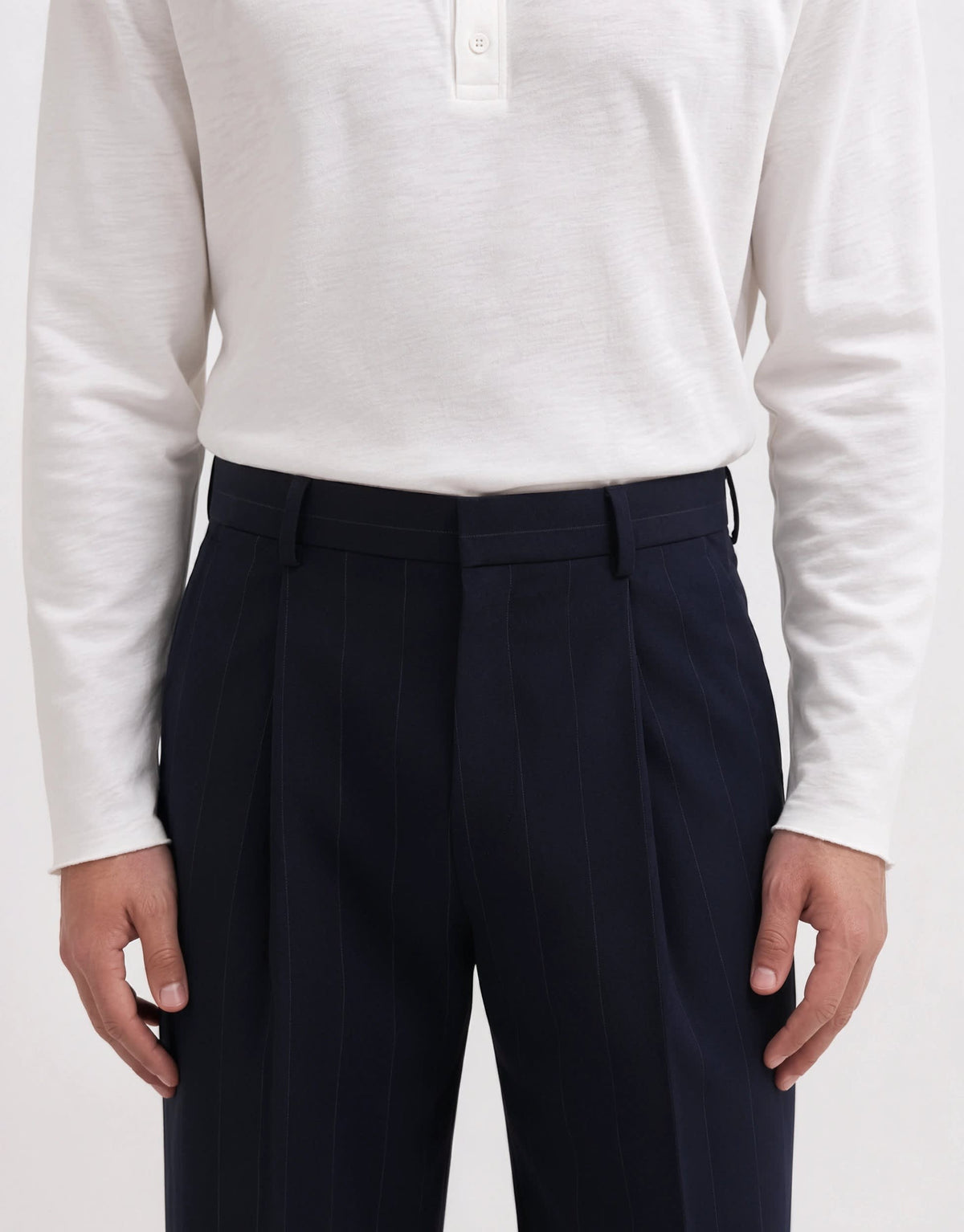 Topman relaxed fit pinstripe trousers in navy