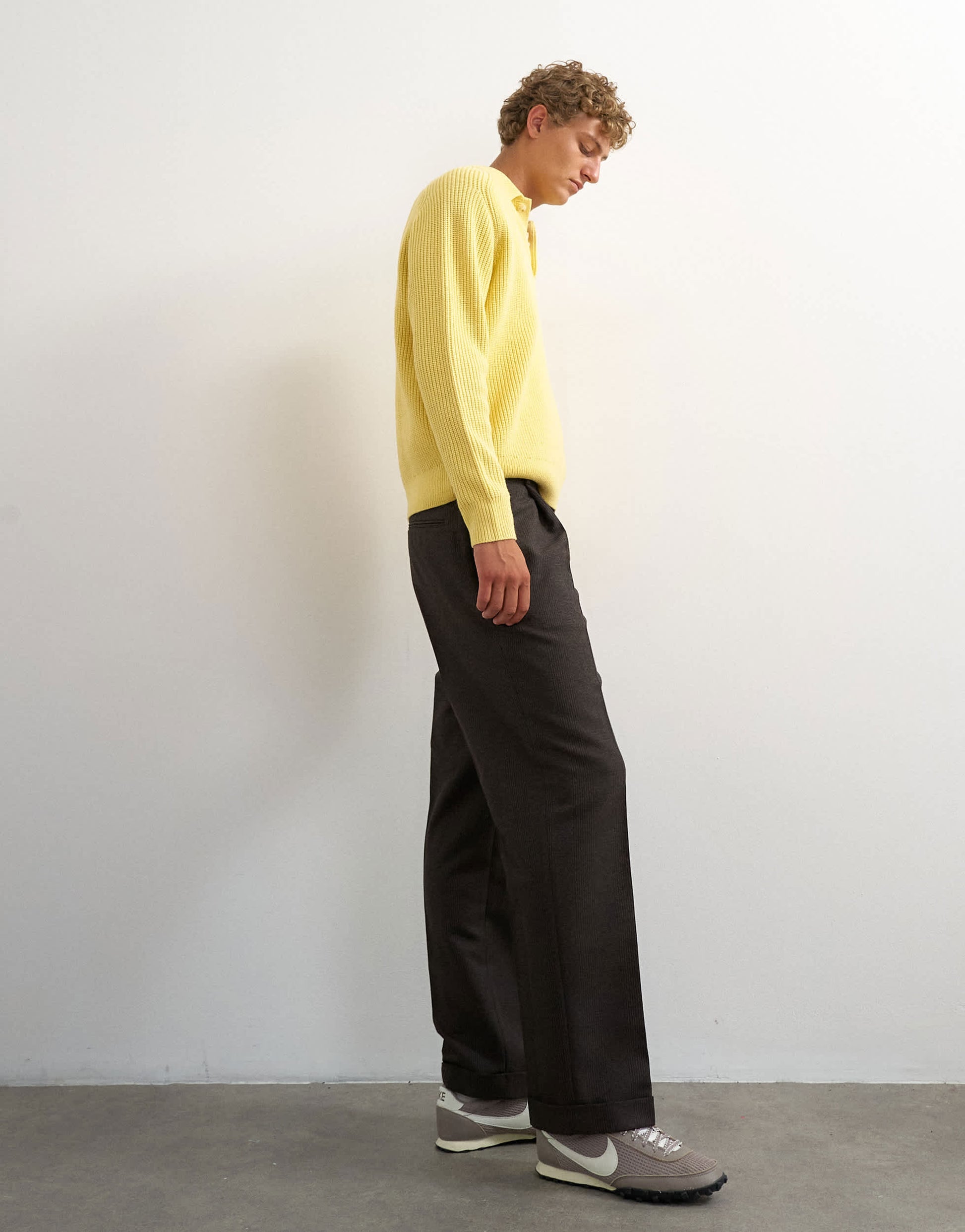 Topman wide leg micro check trouser with pleats in brown
