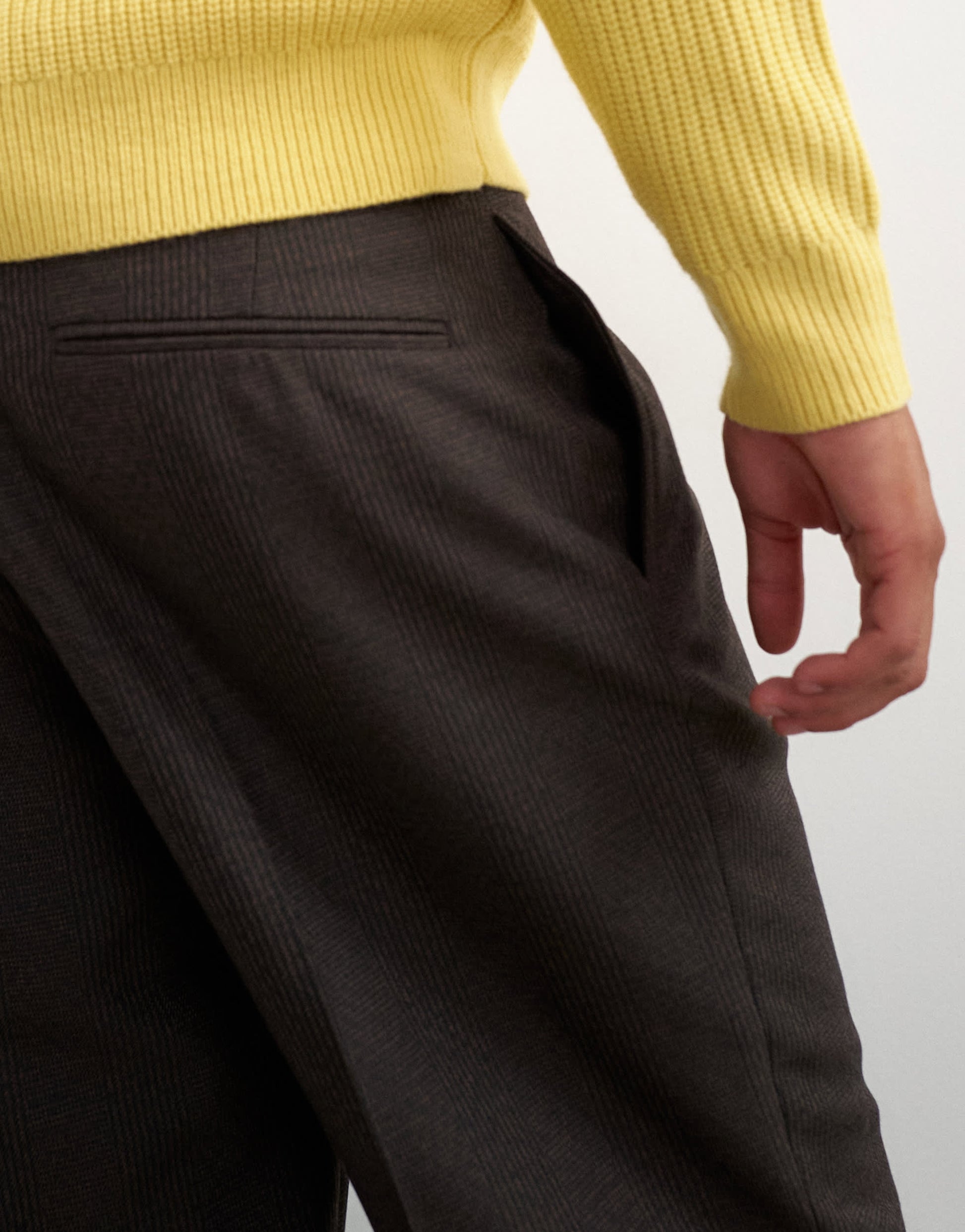Topman wide leg micro check trouser with pleats in brown