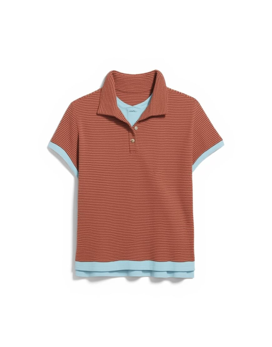 Topman classic fit textured polo in burnt orange