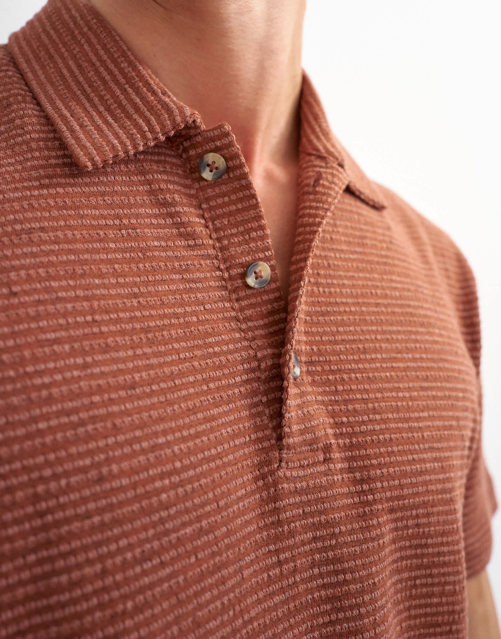 Topman classic fit textured polo in burnt orange