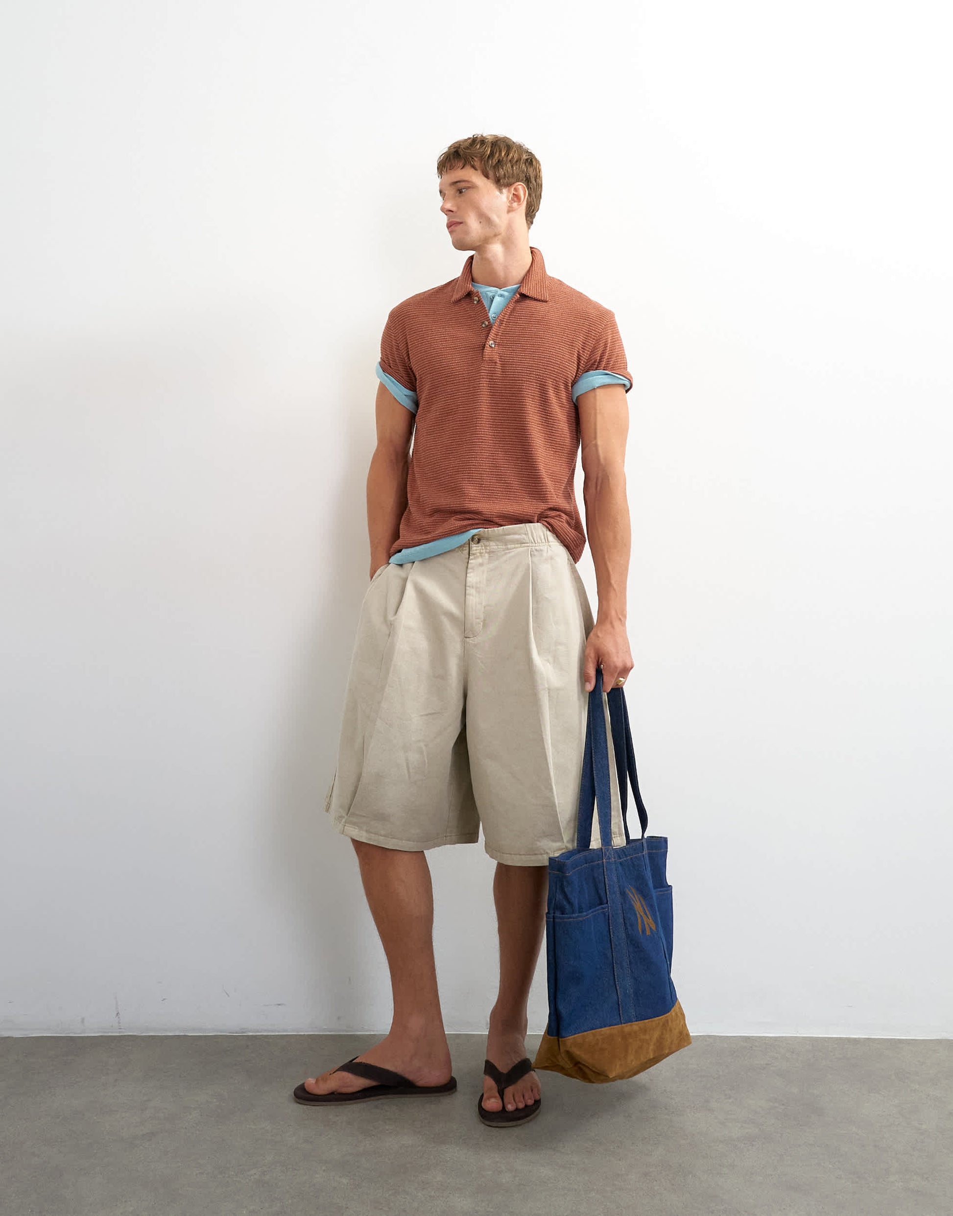 Topman classic fit textured polo in burnt orange