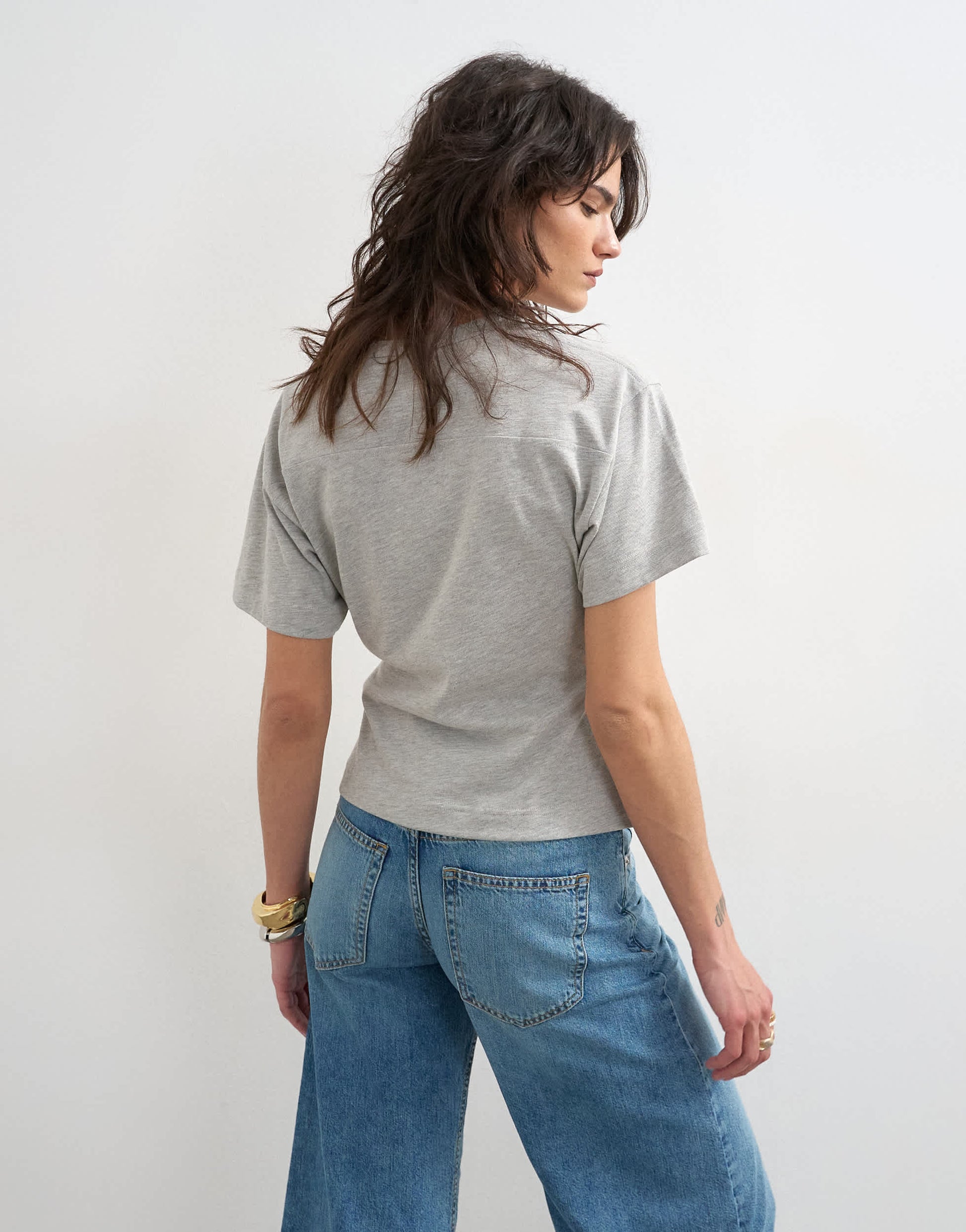 Topshop v-neck cinch in grey marl