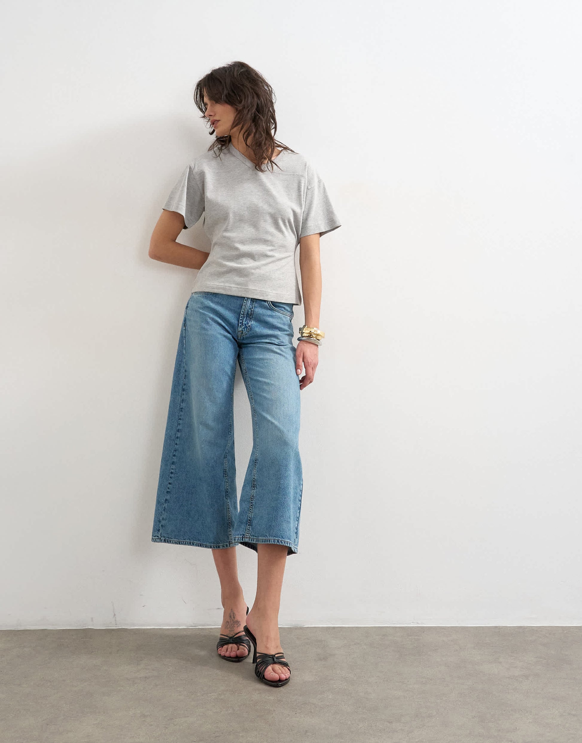 Topshop v-neck cinch in grey marl