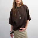 Topshop batwing t-shirt in dark chocolate
