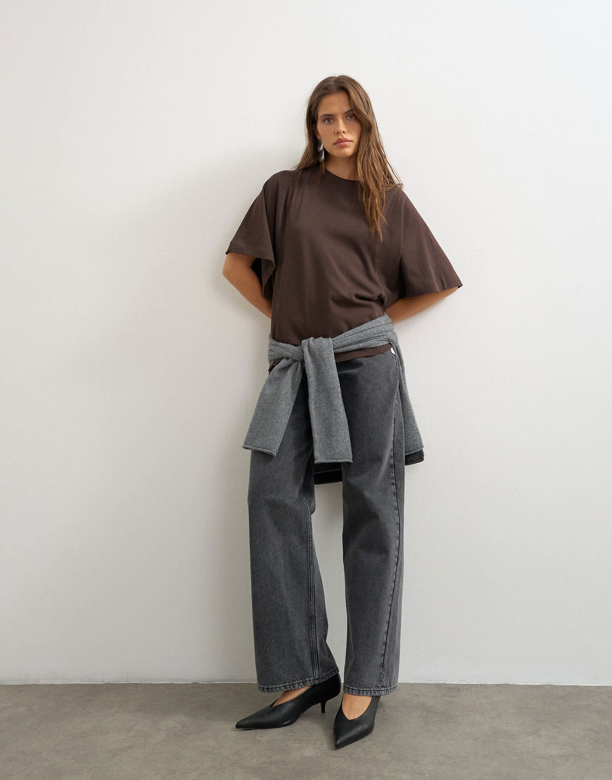 Topshop batwing t-shirt in dark chocolate