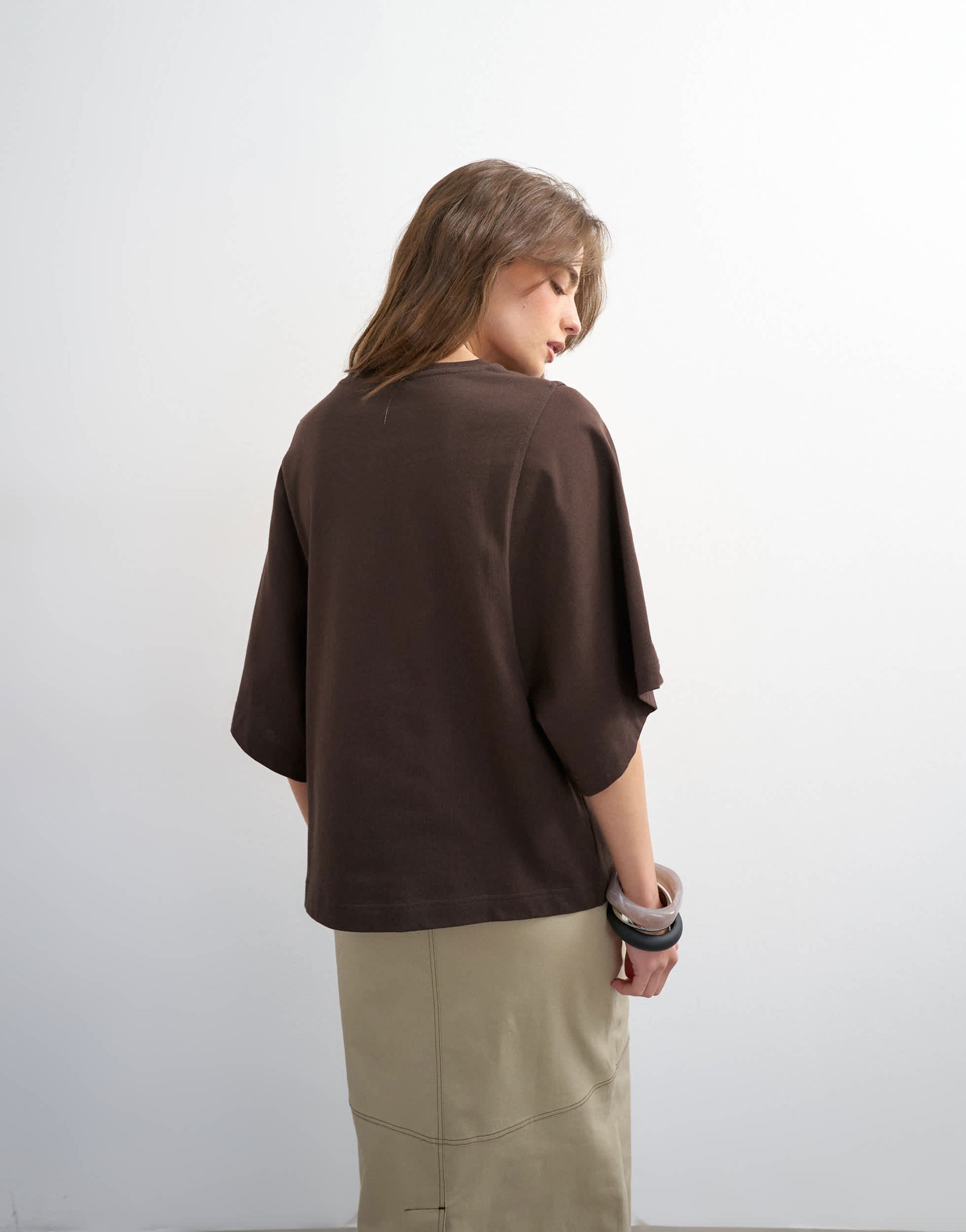 Topshop batwing t-shirt in dark chocolate