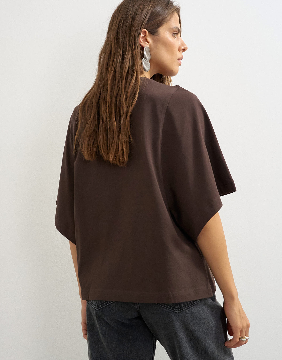 Topshop batwing t-shirt in dark chocolate