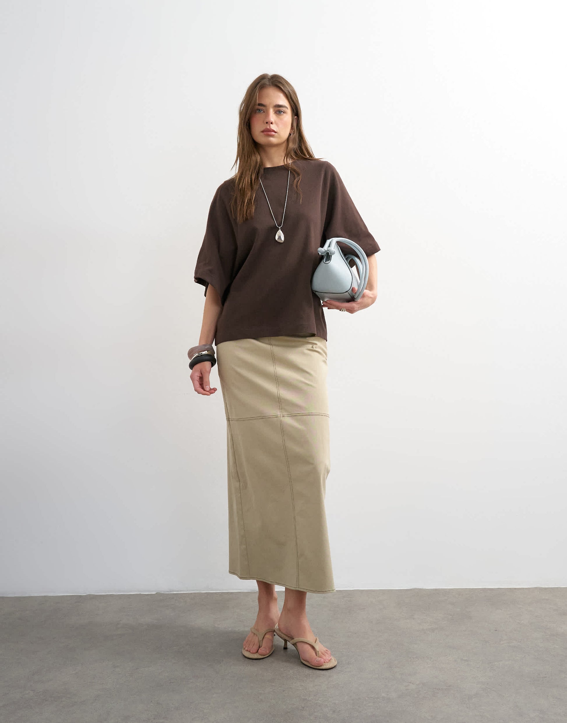 Topshop batwing t-shirt in dark chocolate