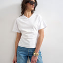 Topshop v-neck cinch tee in white