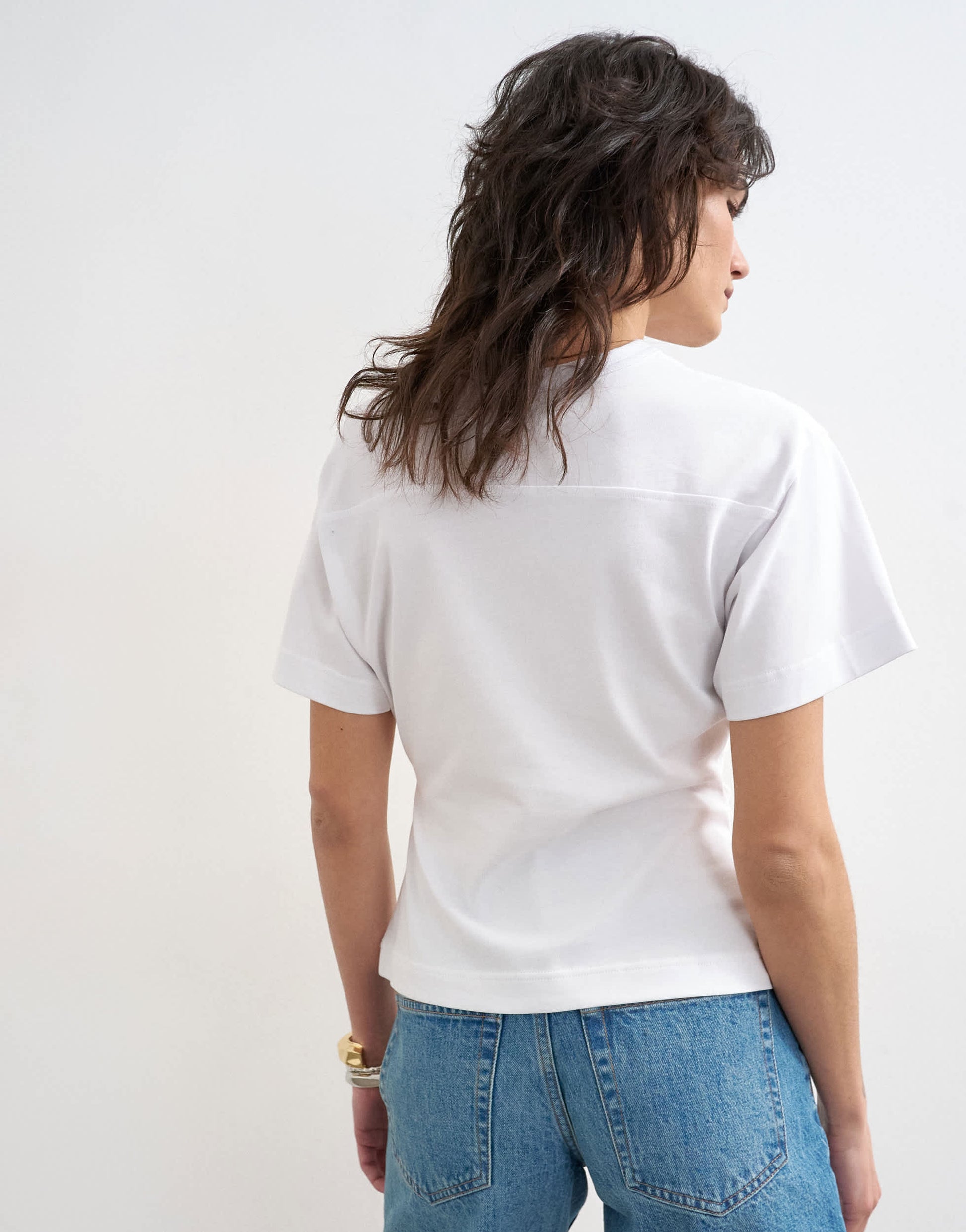 Topshop v-neck cinch tee in white