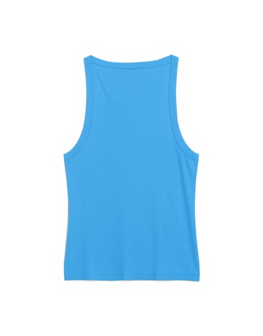 Topshop slash neck racer vest in blue
