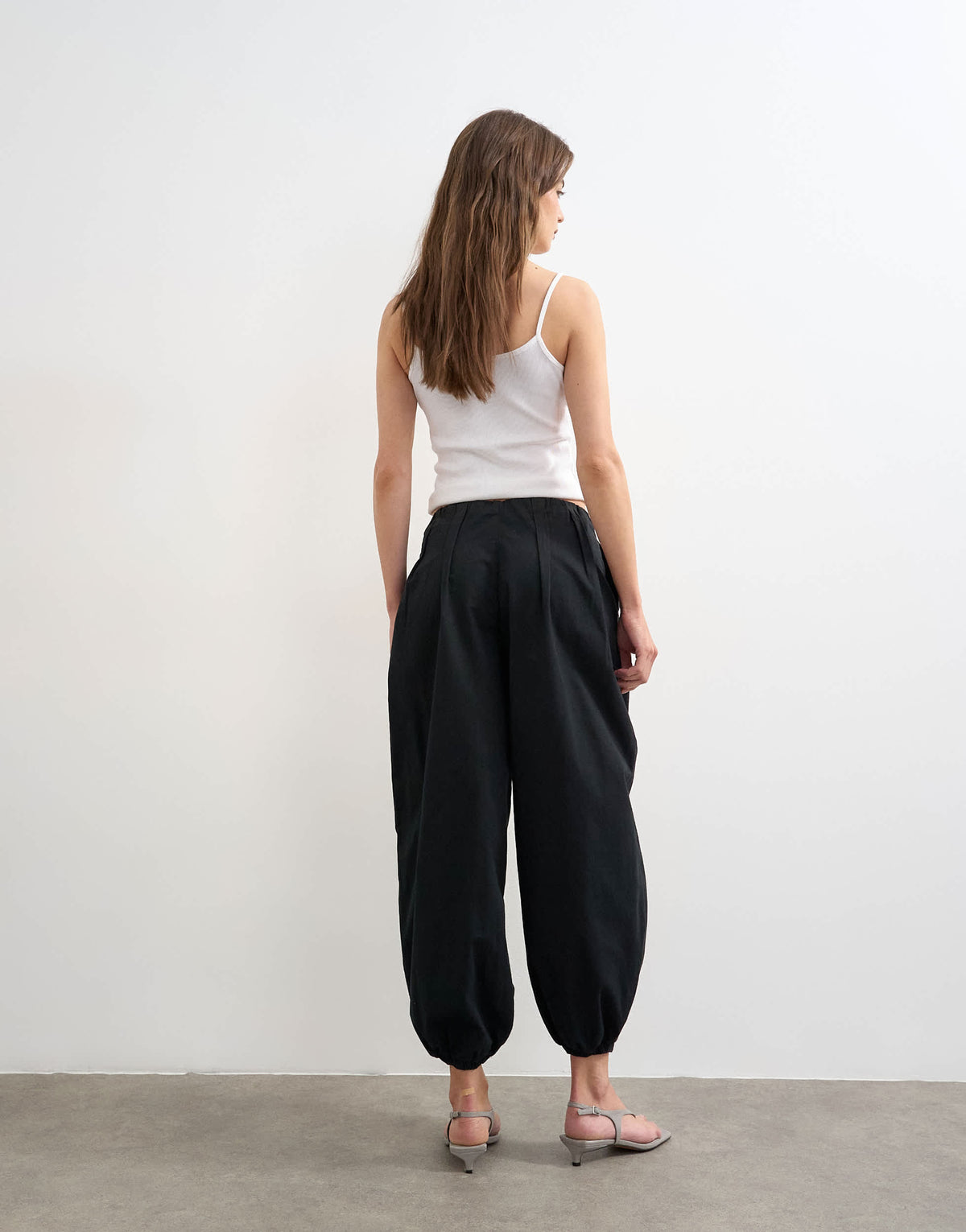 Topshop poplin balloon trouser in black