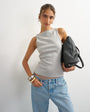 Topshop slash neck racer vest in grey marl