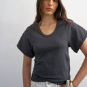 Topshop scoop neck sculpted t-shirt in slate