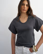 Topshop scoop neck sculpted t-shirt in slate