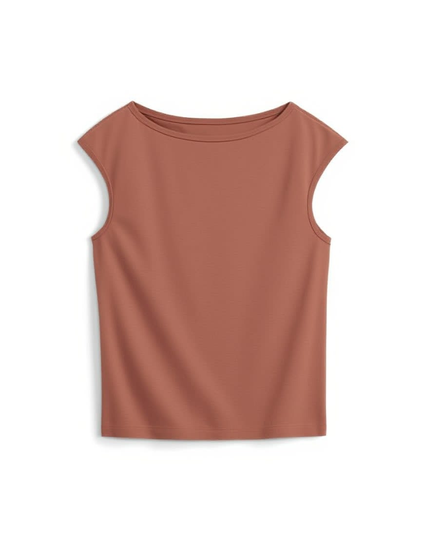 Topshop 90's boat neck vest in pecan