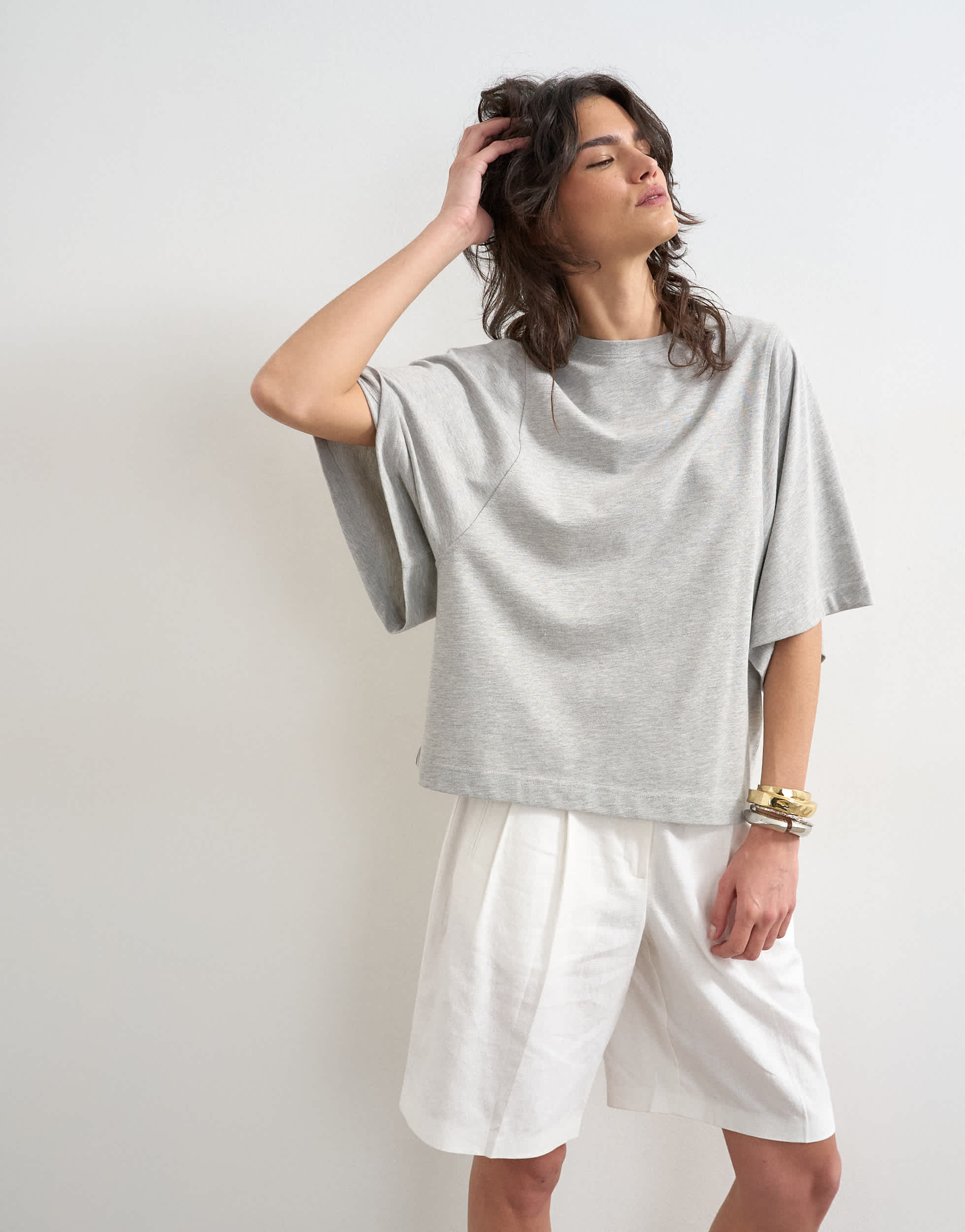 Topshop batwing t-shirt in grey marl