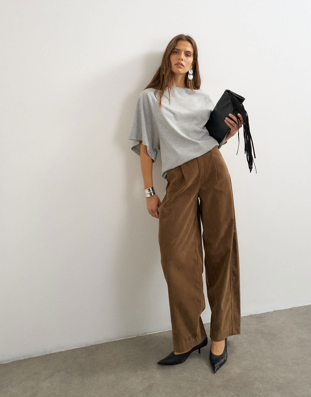 Topshop batwing t-shirt in grey marl