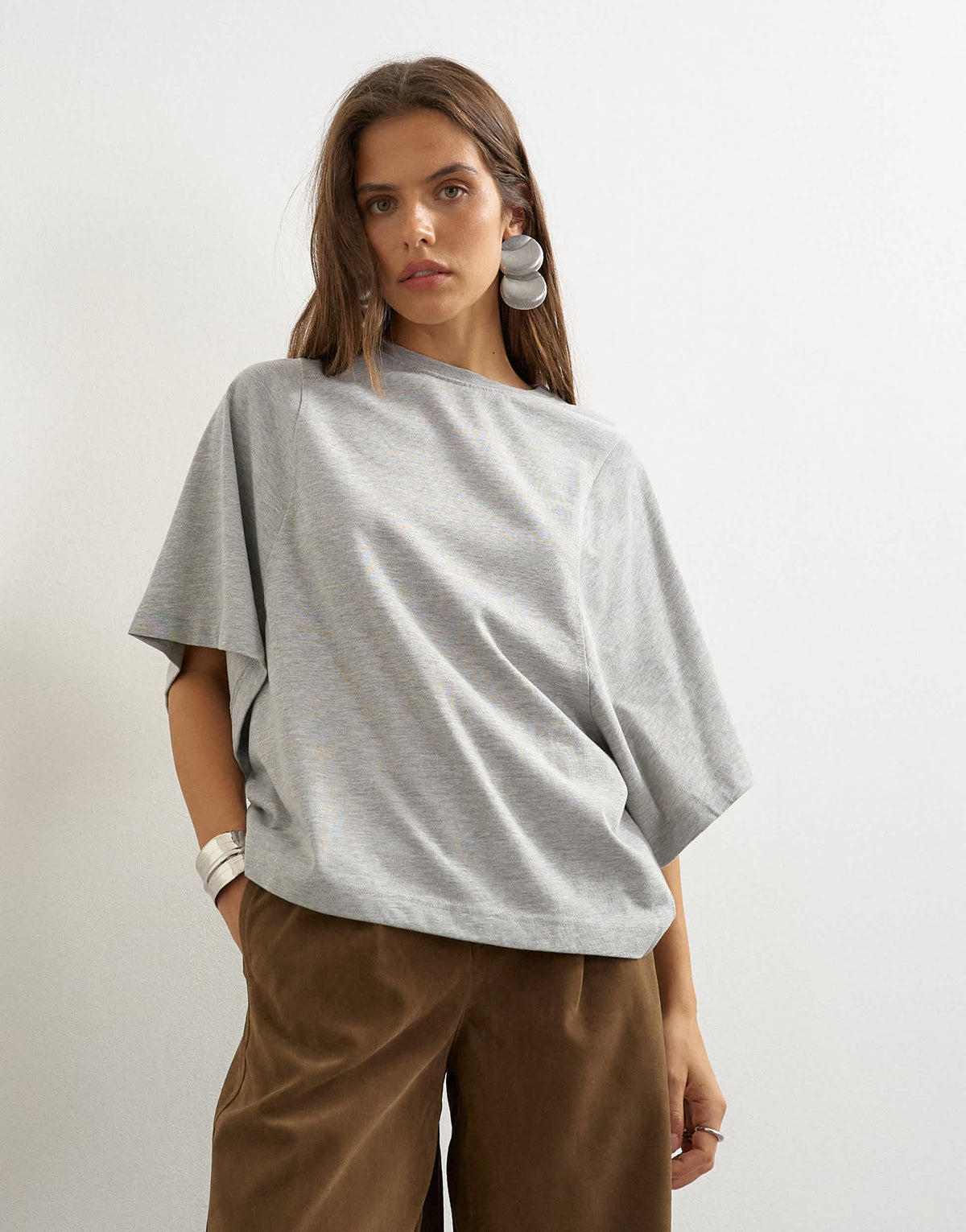 Topshop batwing t-shirt in grey marl