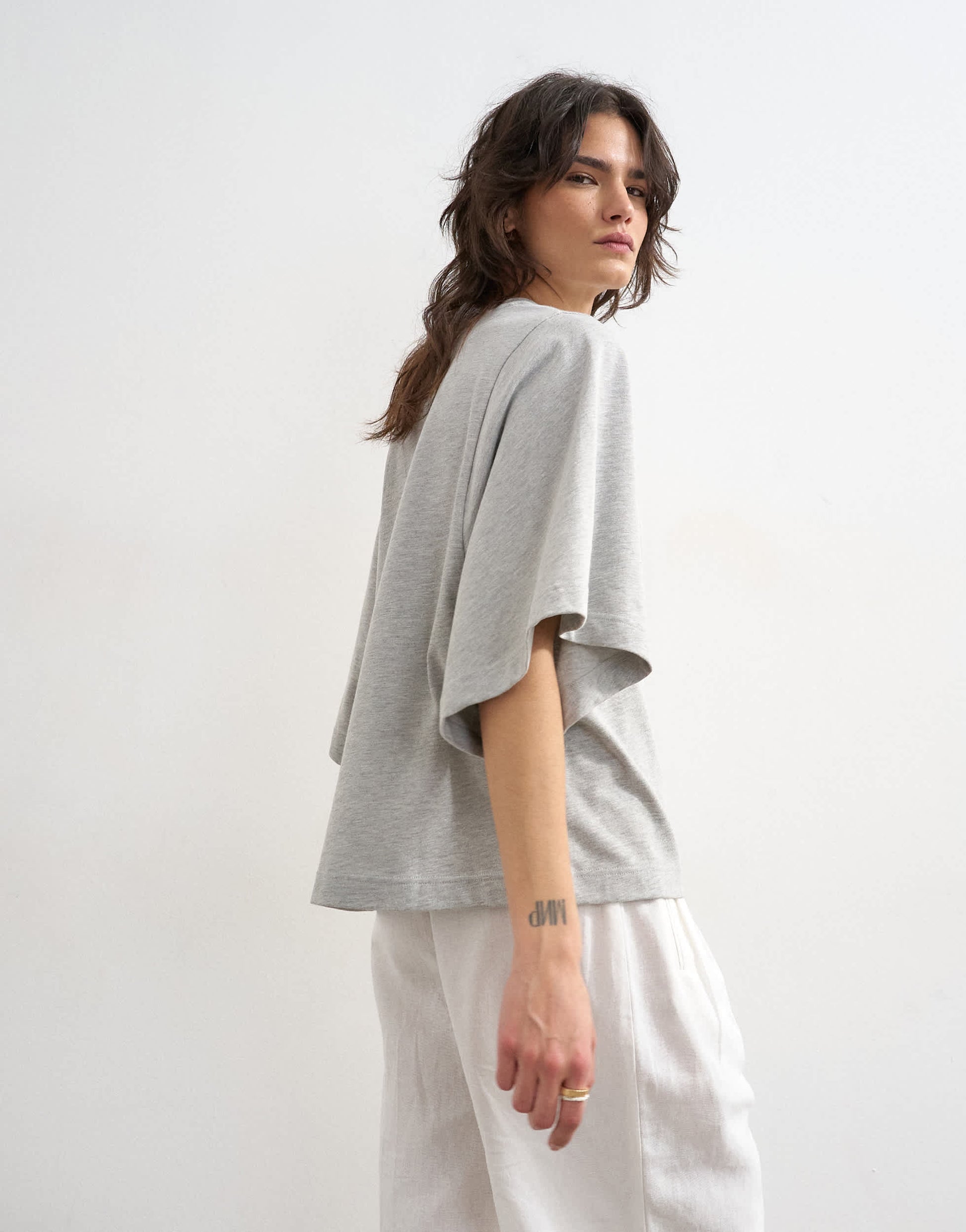 Topshop batwing t-shirt in grey marl