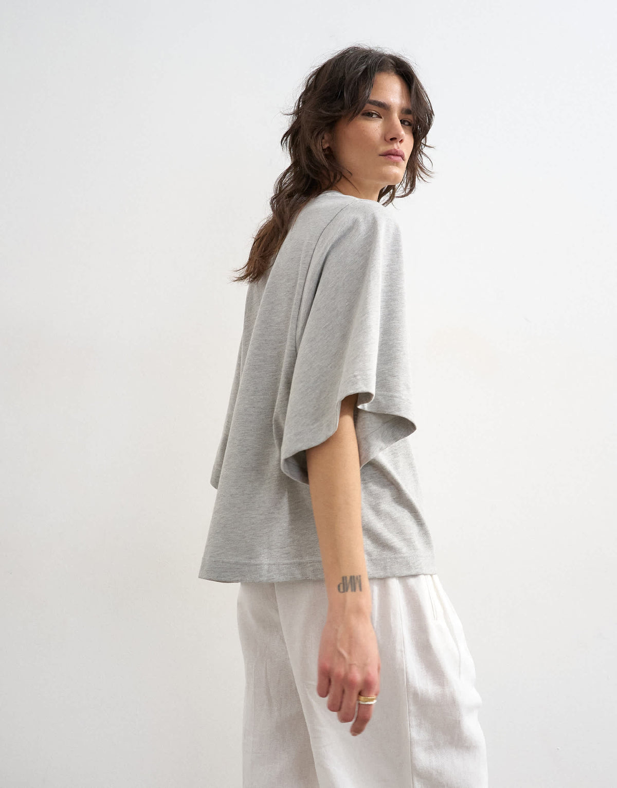 Topshop batwing t-shirt in grey marl