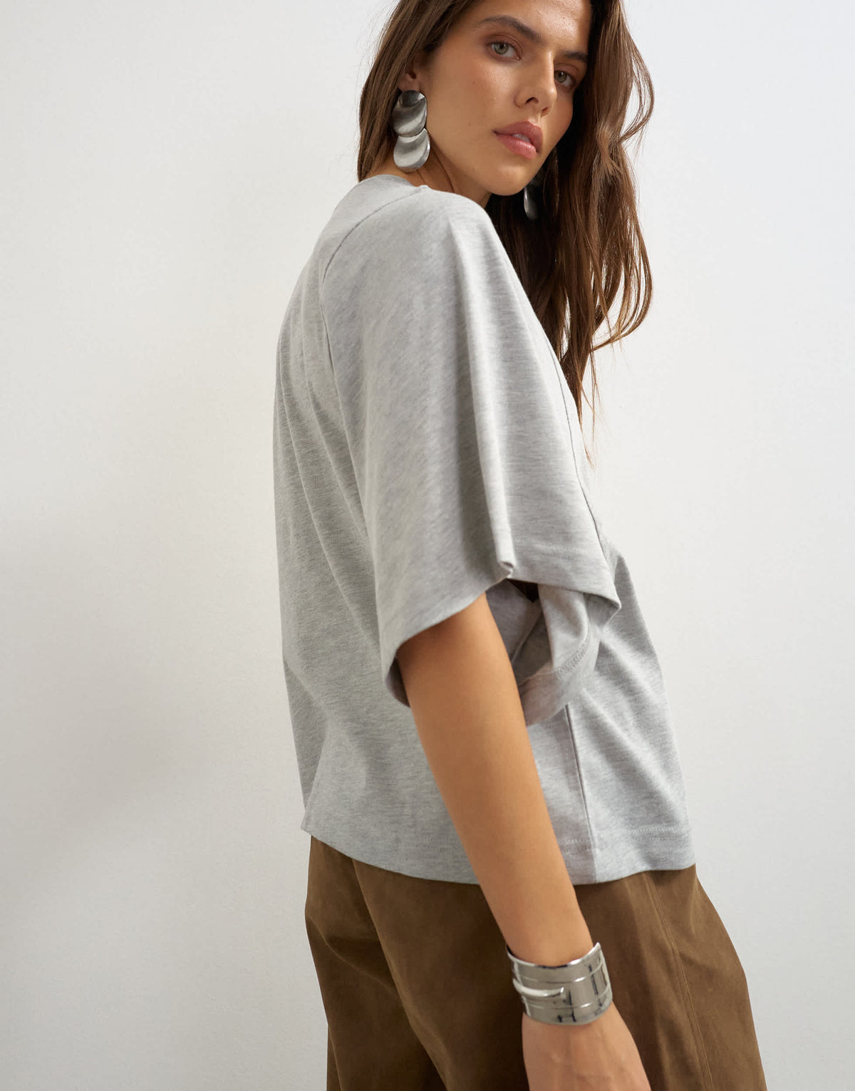 Topshop batwing t-shirt in grey marl