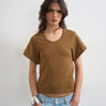 Topshop scoop neck sculpted t-shirt in dark olive