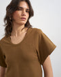 Topshop scoop neck sculpted t-shirt in dark olive