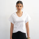 Topshop scoop neck sculpted t-shirt in white