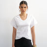 Topshop scoop neck sculpted t-shirt in white