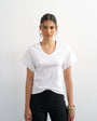 Topshop scoop neck sculpted t-shirt in white