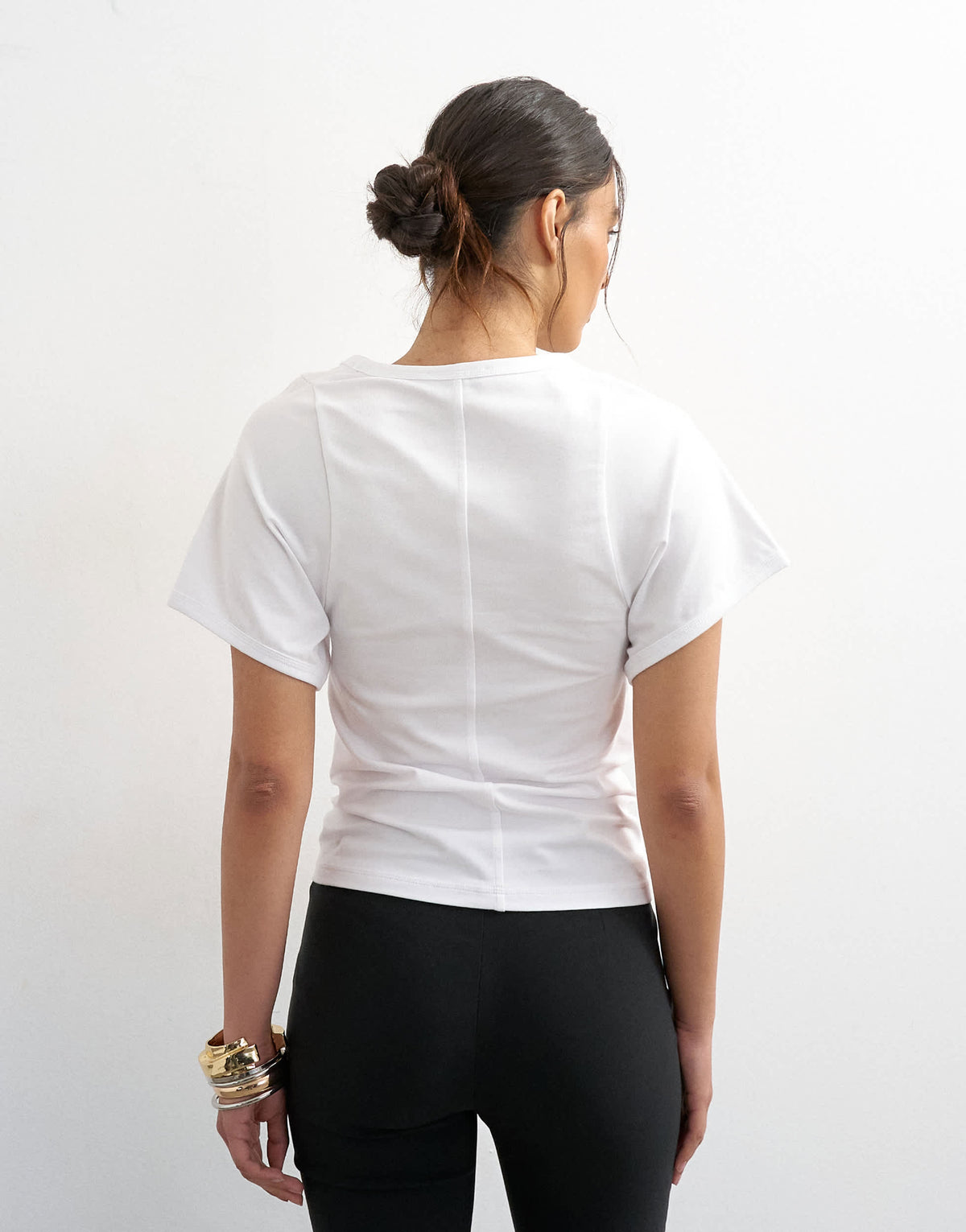 Topshop scoop neck sculpted t-shirt in white