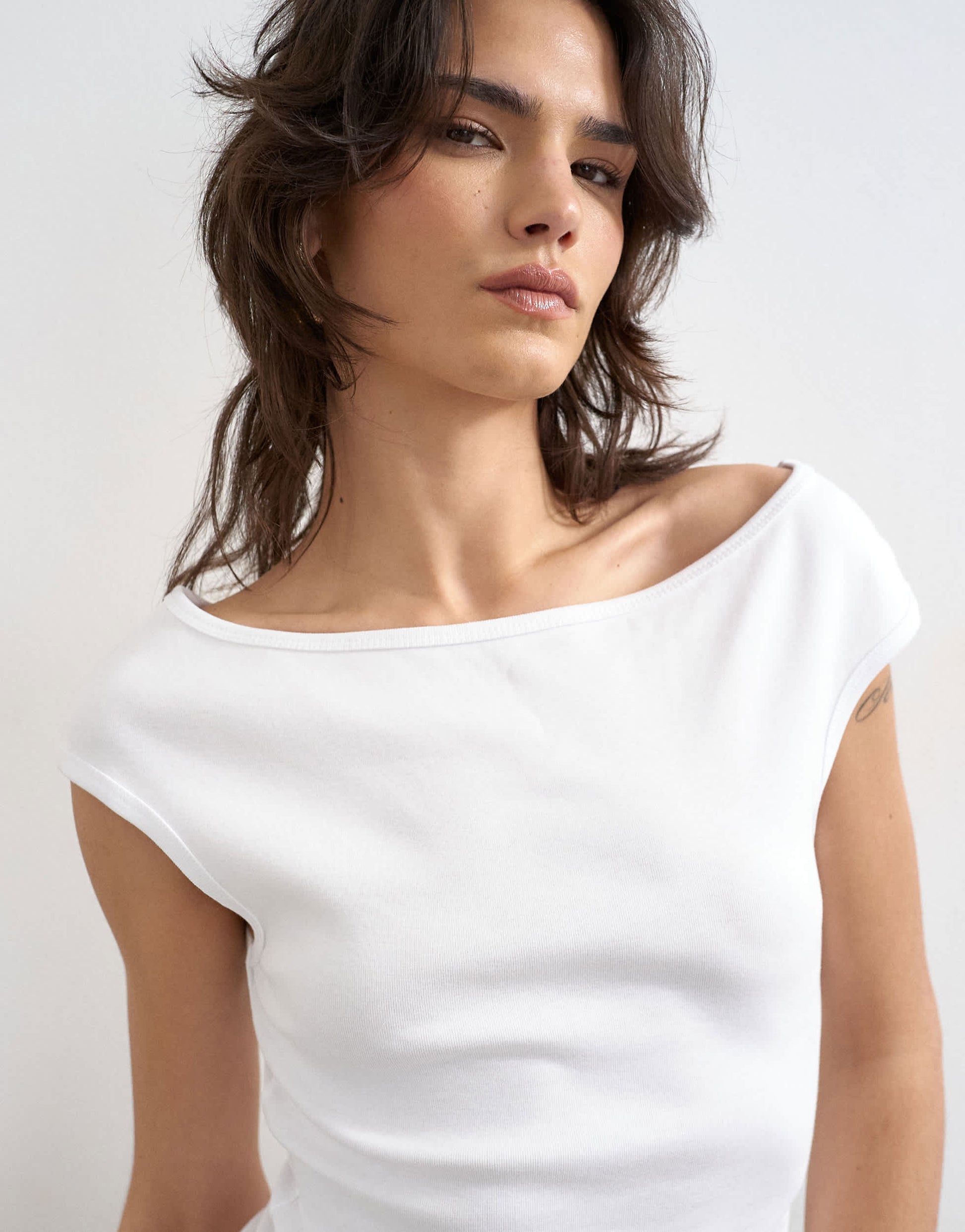 Topshop 90's boat neck vest in white