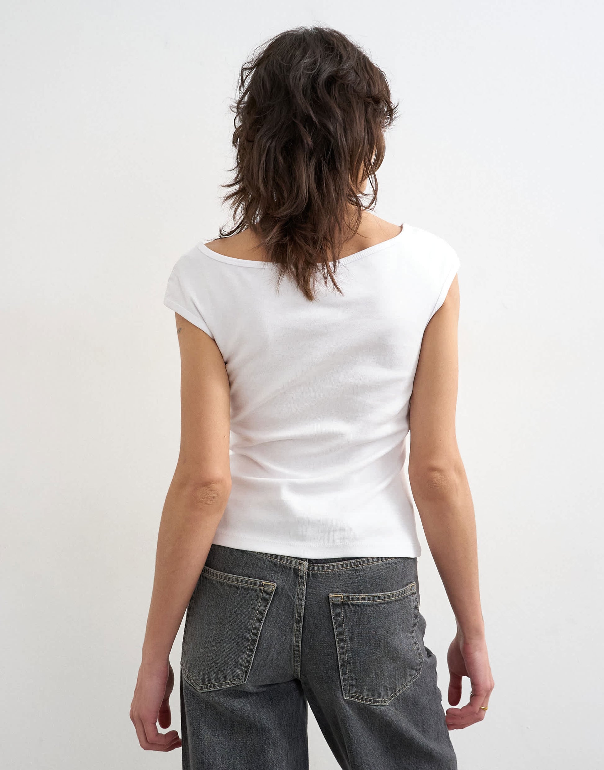 Topshop 90's boat neck vest in white