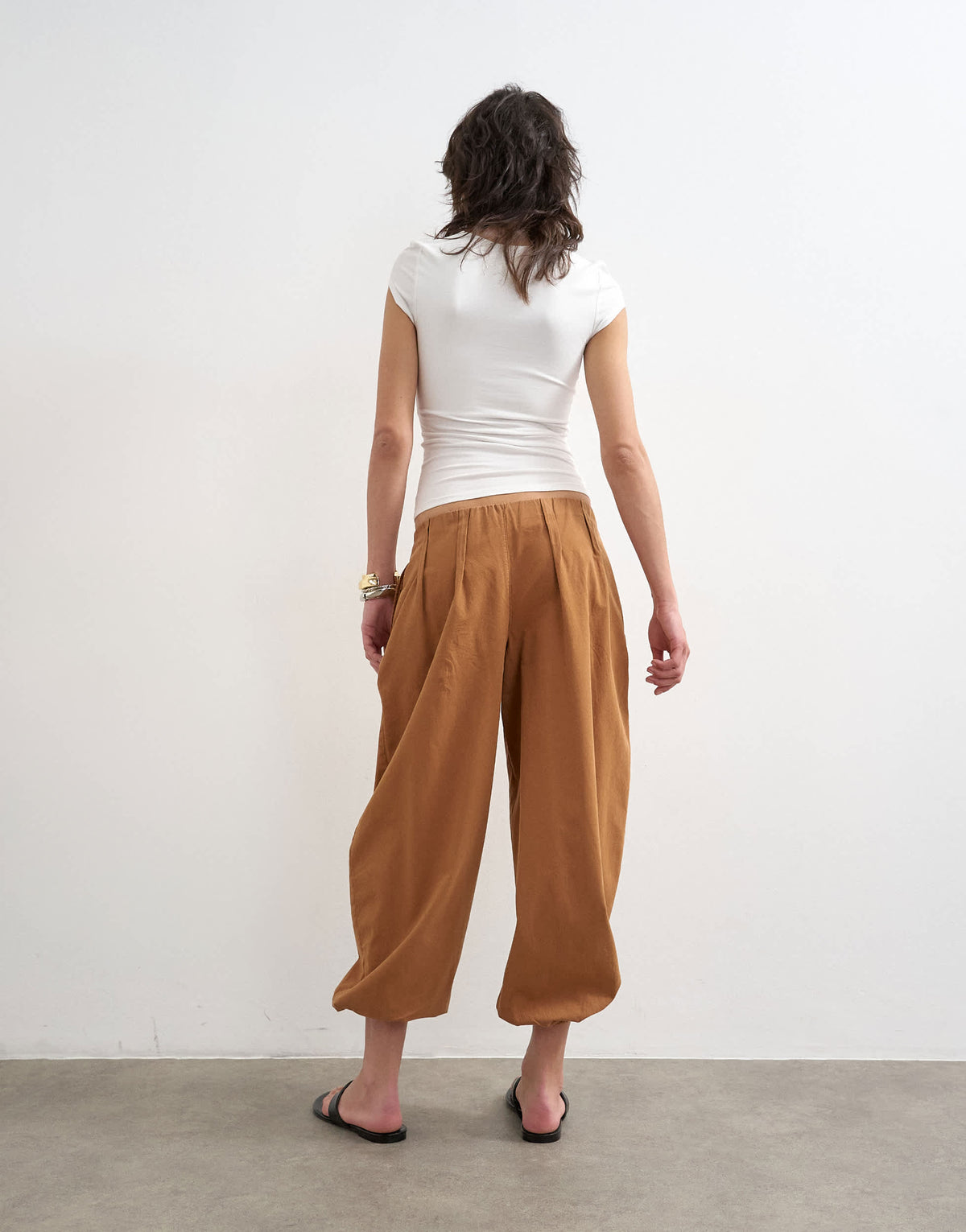 Topshop poplin balloon trouser in tan