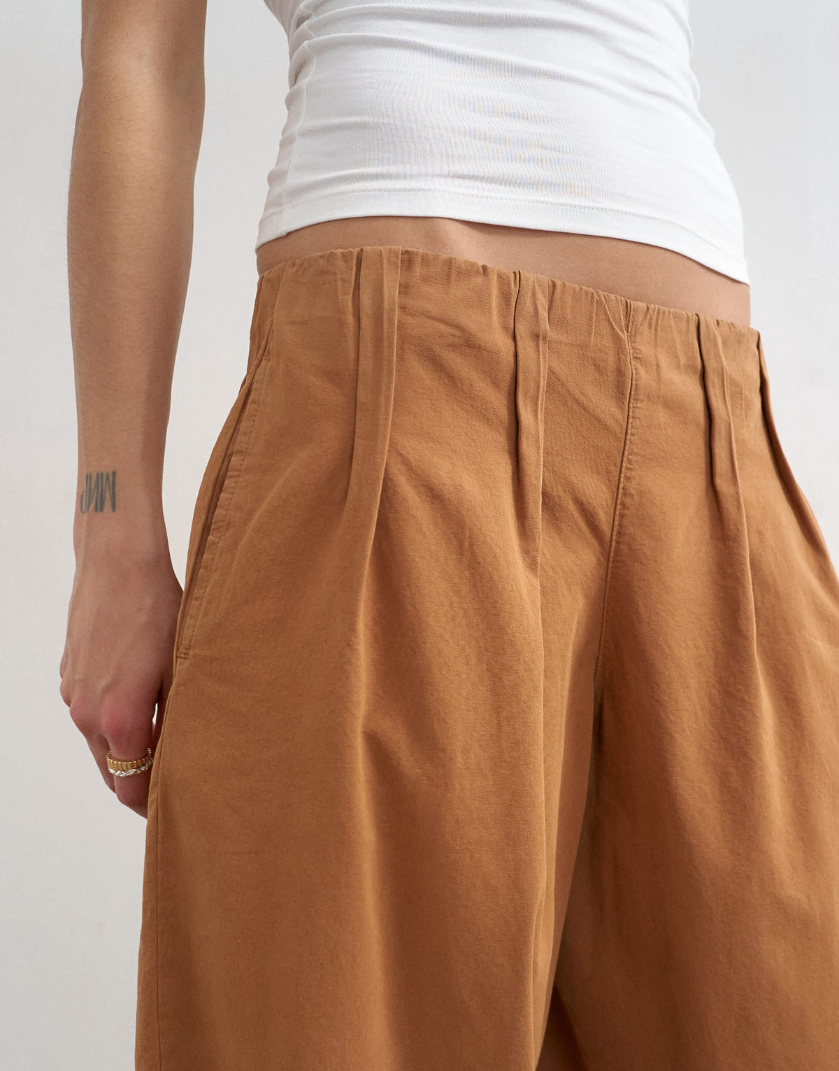 Topshop poplin balloon trouser in tan