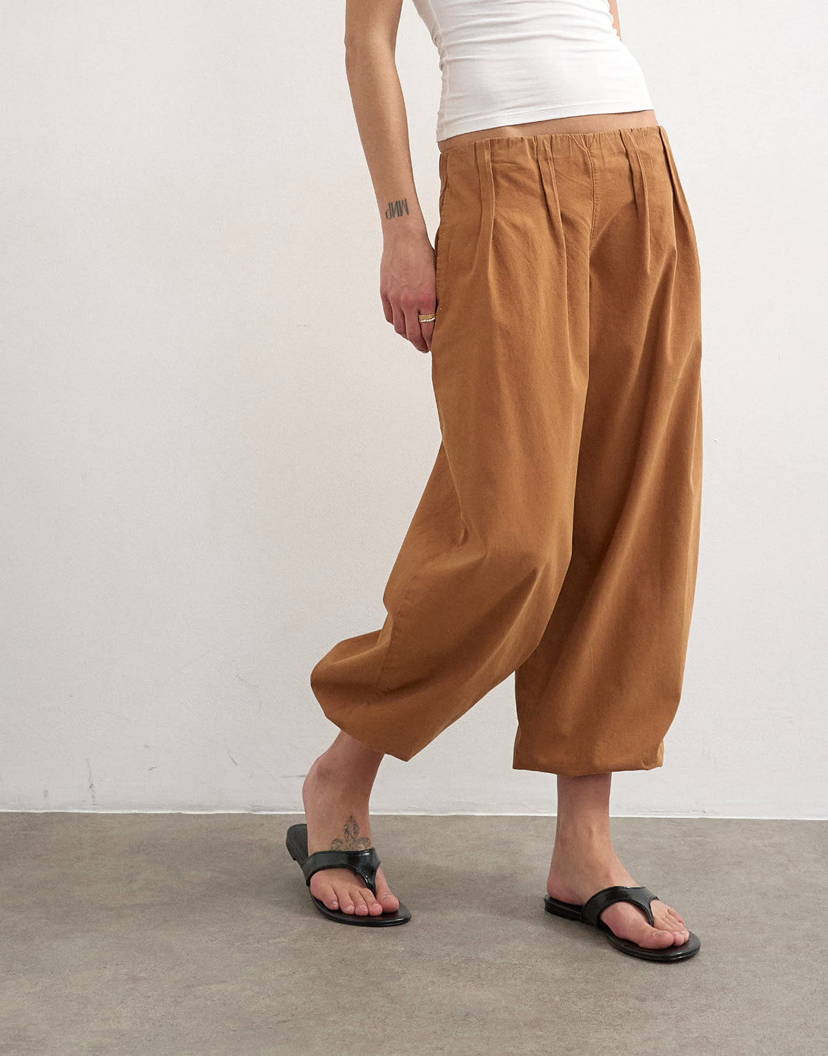 Topshop poplin balloon trouser in tan