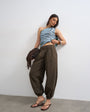 Topshop poplin balloon trouser in chocolate