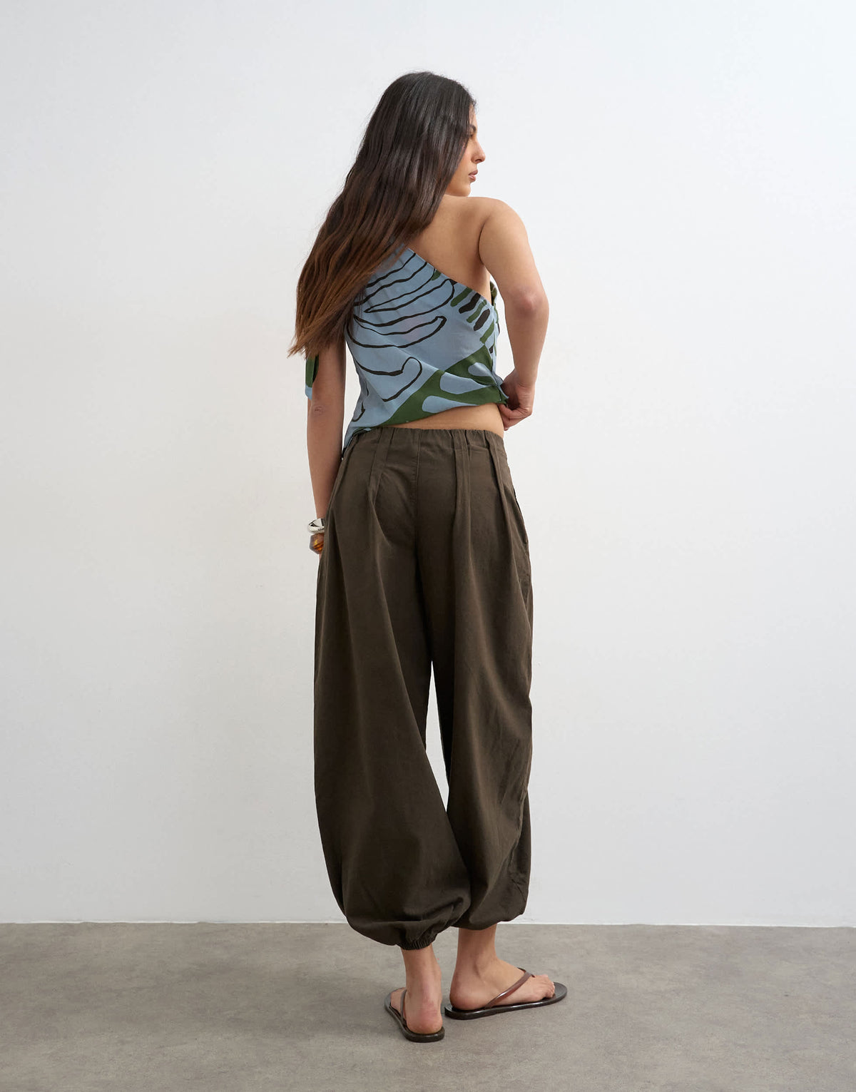 Topshop poplin balloon trouser in chocolate