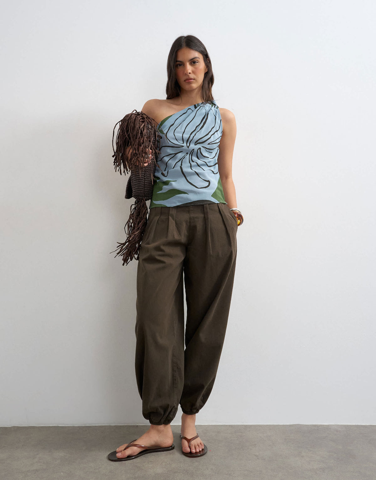 Topshop poplin balloon trouser in chocolate