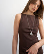Topshop slash neck racer vest in dark chocolate