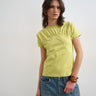 Topshop gathered yoke cap sleeve t-shirt in lime