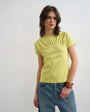 Topshop gathered yoke cap sleeve t-shirt in lime